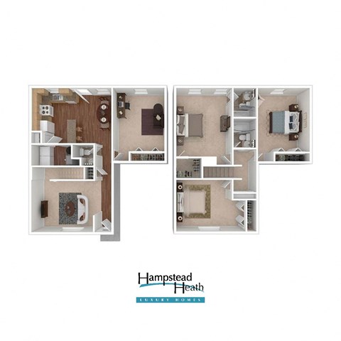 Floor plan for 4 beds, 2.5 baths, 1724 sqft